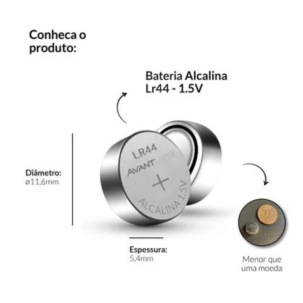 10 BATERIAS ALCALINAS AVANT LR44  1,5V SUPER BARATO PREÇO DA CARTELA. - #2
