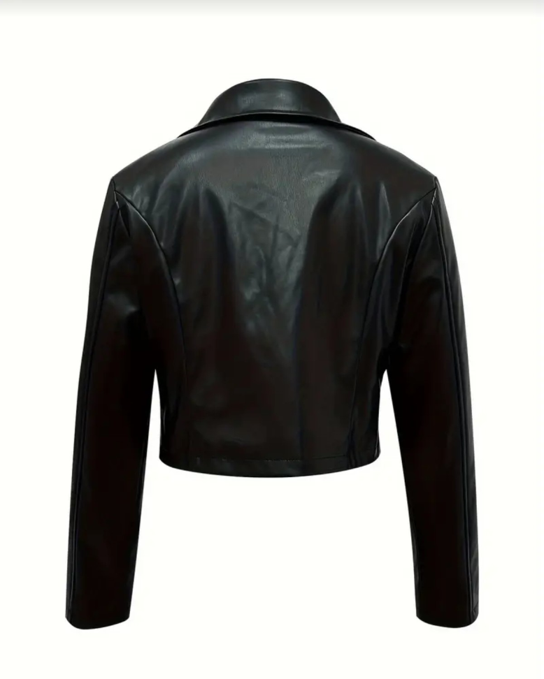 JAQUETA DE COURO SINTÉTICO COM ZIPER FEMININO. - #2