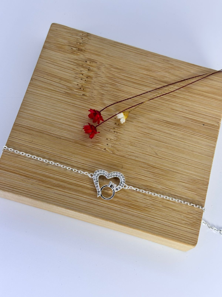 Pulseira Coração Solitario Cravejado