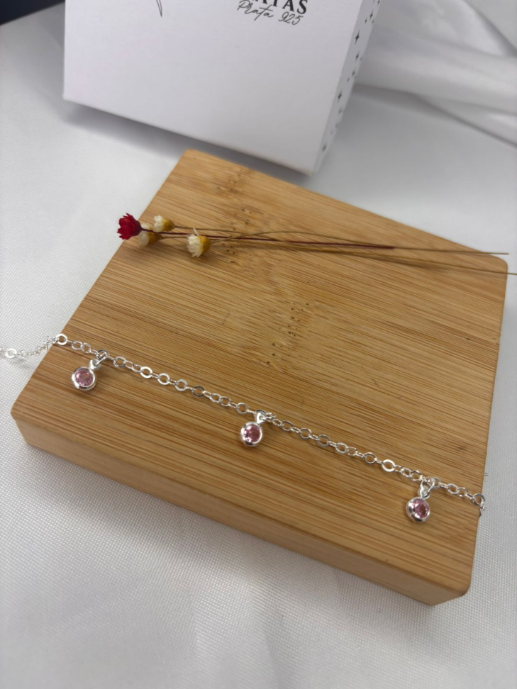 PULSEIRA 5 ZIRCONIAS PENDURADAS ELOS 18CM