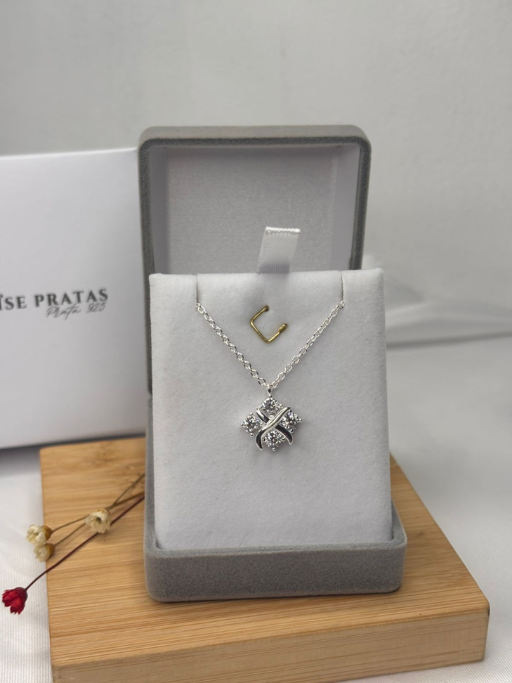 COLAR 45CM 4 ZIRCONIAS ELO PORTUGUES