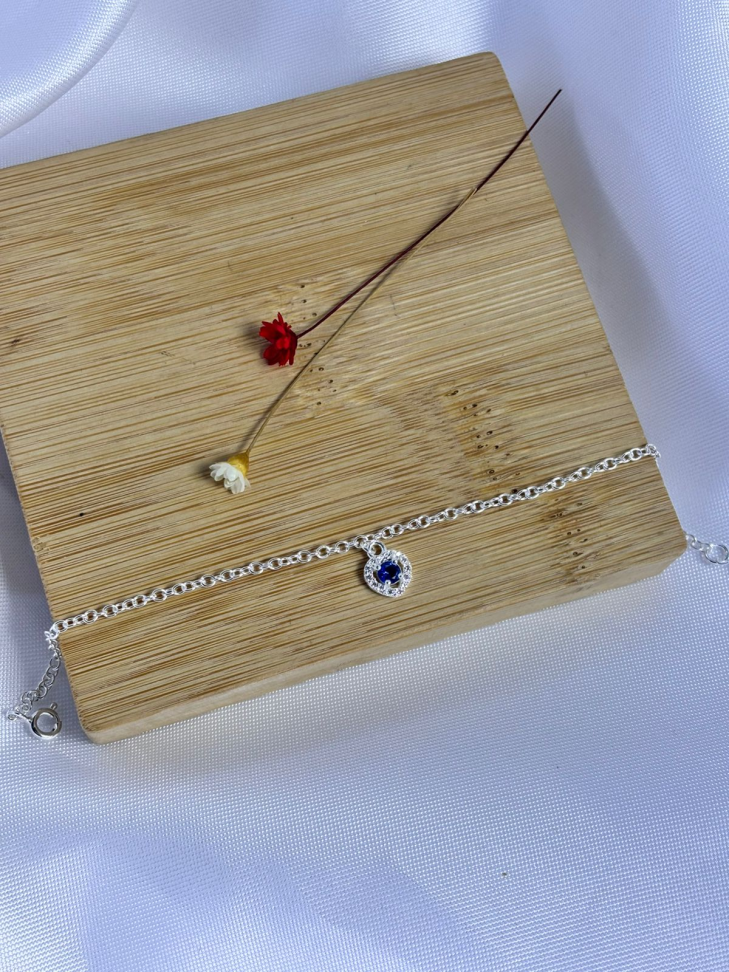 Pulseira Coração Azul Cravejada