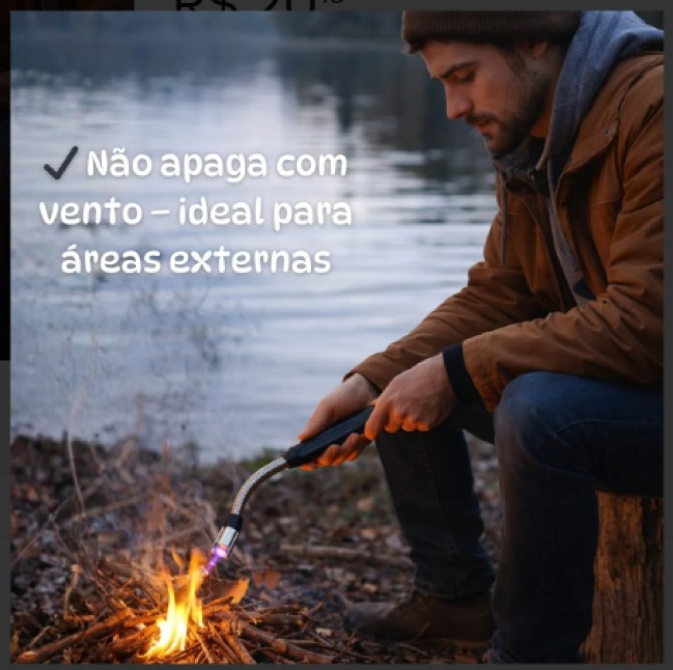 Acendedor Eletrônico Fogão Velas Flexível Recarregável Usb C Preto - #5