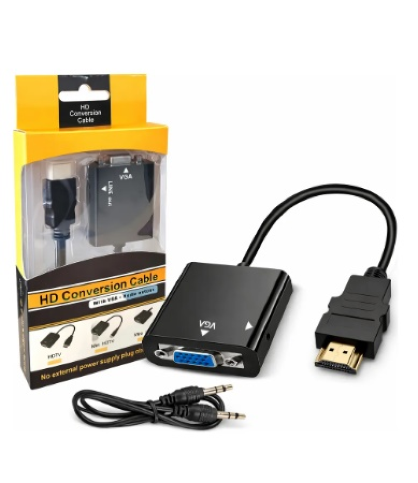 Cabo Adaptador HDMI para VGA Exbom 1080p Áudio Vídeo 20cm Preto