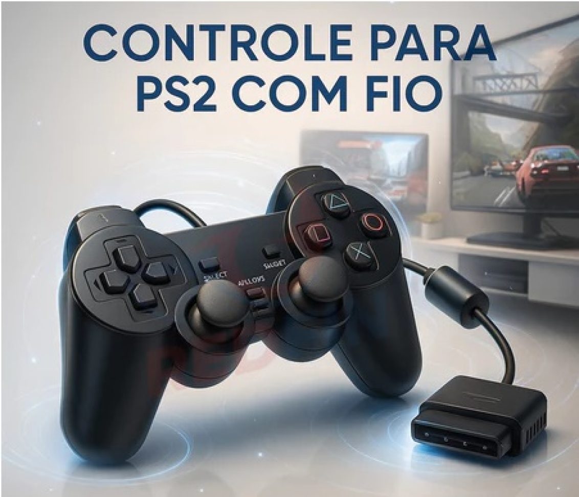 Controle Para Ps2 Dualshock Com Fio E Analógico marca Redfin Cor Preto