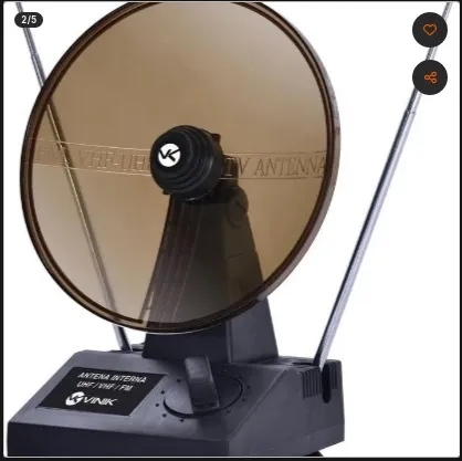 Antena Interna Digital Parabólica TV Vhf Uhf Fm Analógica