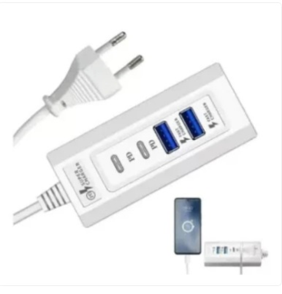 Hub Carregador Celular Usb e Usb C 4 portas 35w DJ-7508/DJ-7505