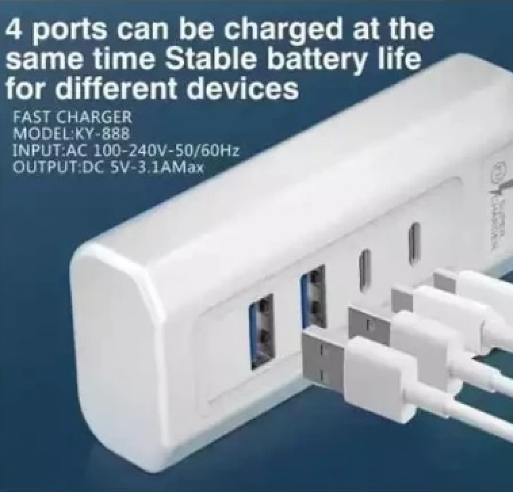 Hub Carregador Celular Usb e Usb C 4 portas 35w DJ-7508/DJ-7505