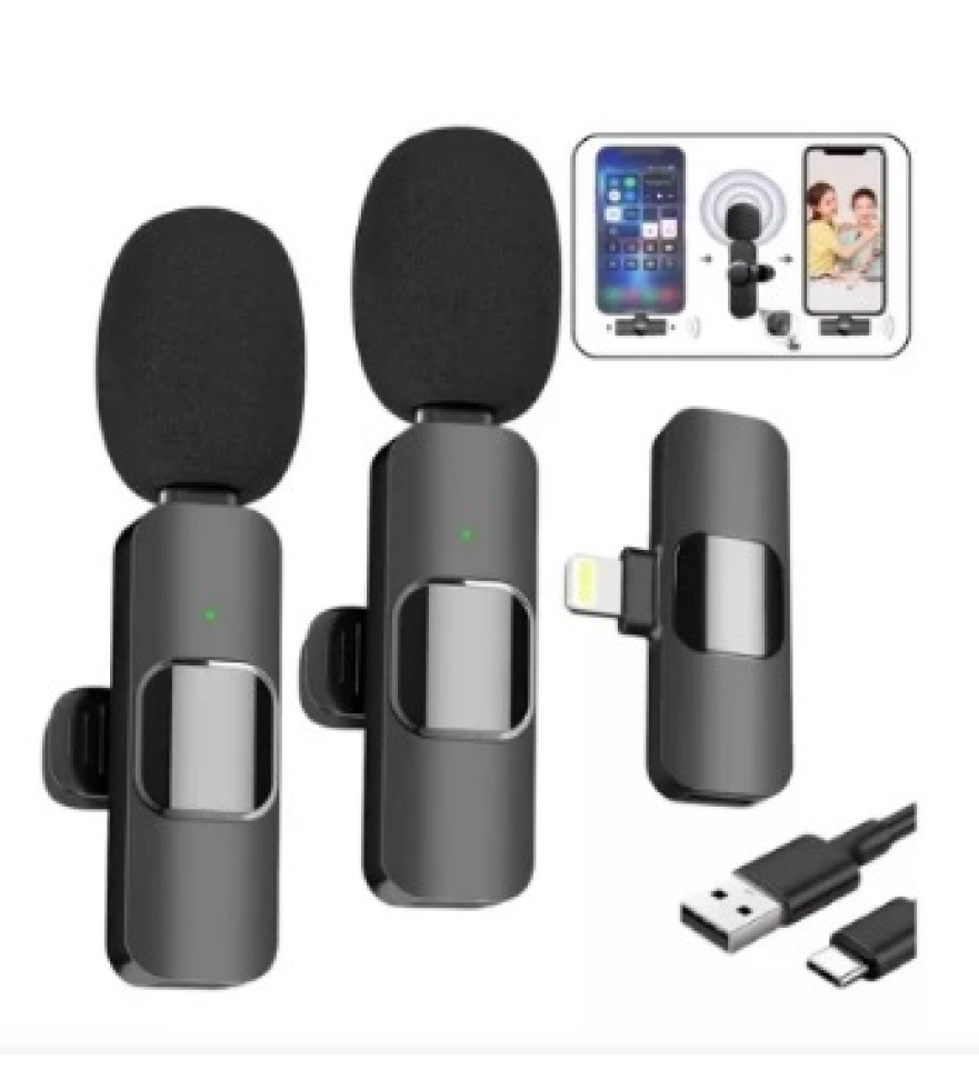 Microfone Sem Fio Duplo Lapela Profissional Android iPhone