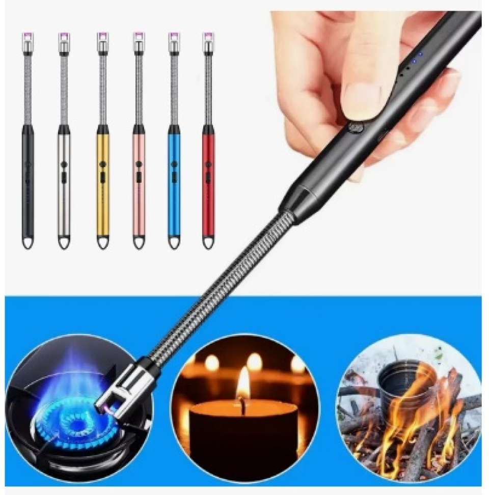 Acendedor Eletrônico Fogão Velas Flexível Recarregável Usb C Preto