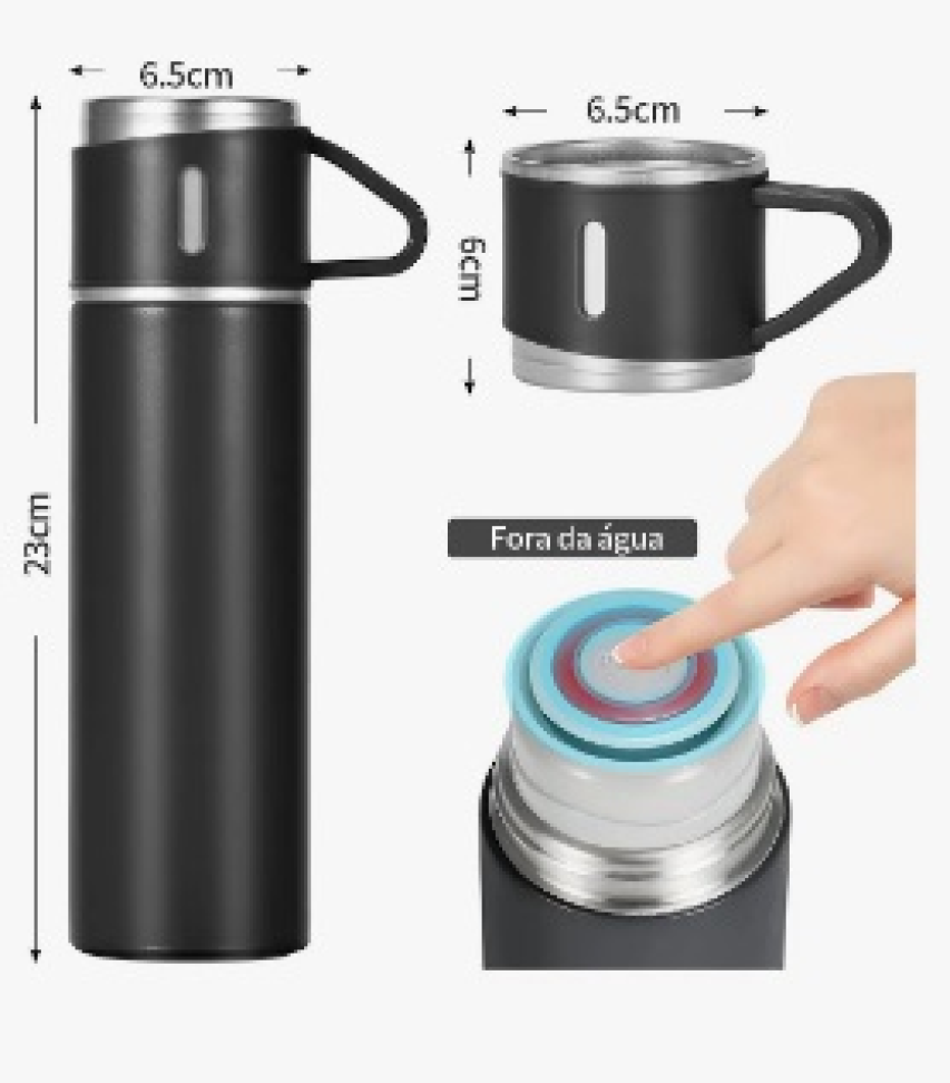 Kit Garrafa Térmica 500ml Vacuum Flask Set C/ 3 Xicaras - #5