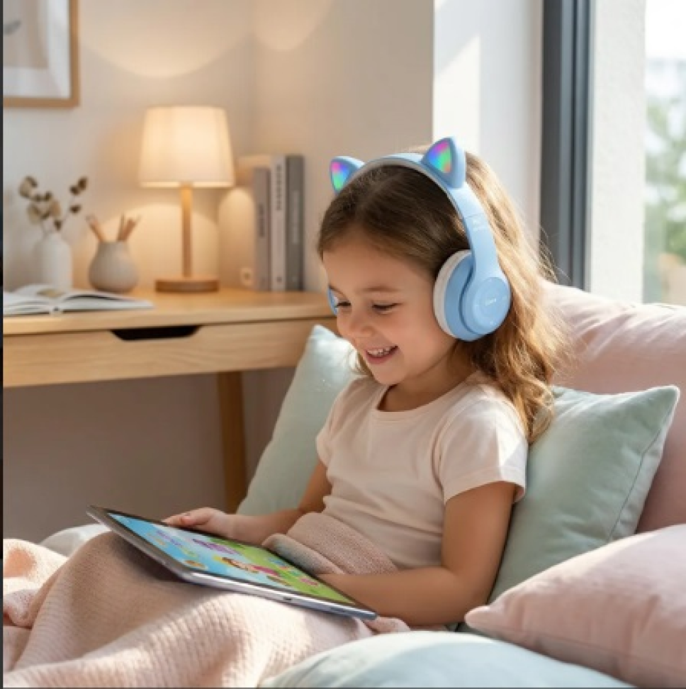Fone De Ouvido Gatinho Sem Fio - Bluetooth Com Led