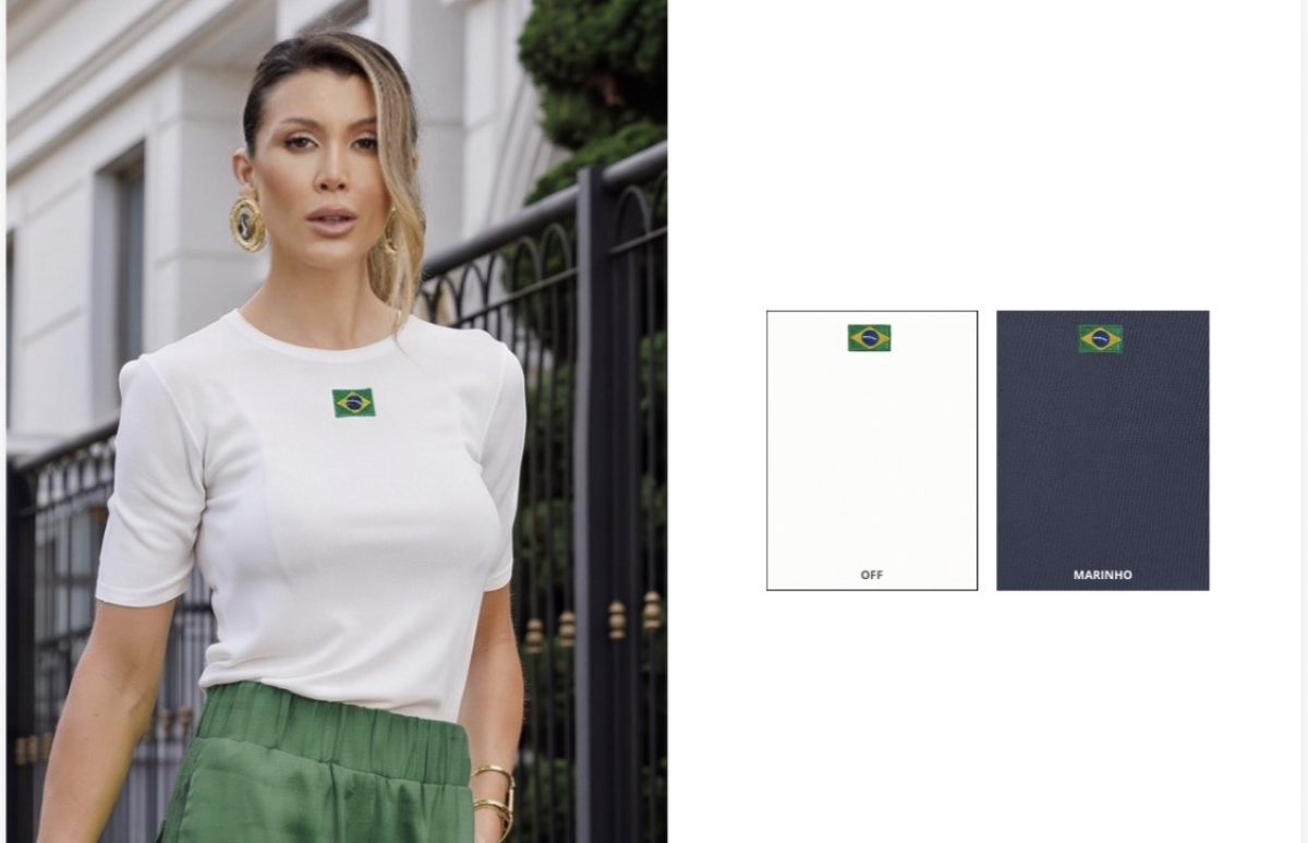 Blusa manga curta Brasil tricot modal
