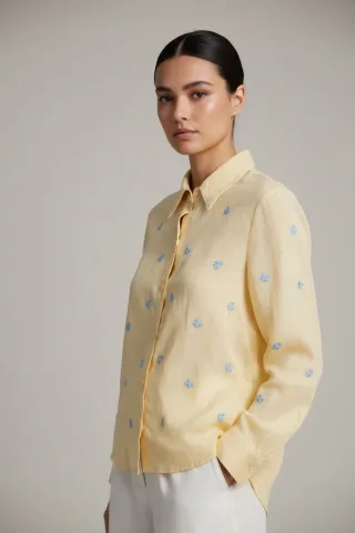 Camisa linho c/bordado