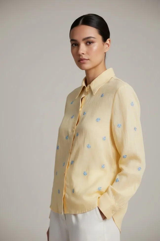 Camisa linho c/bordado - #2