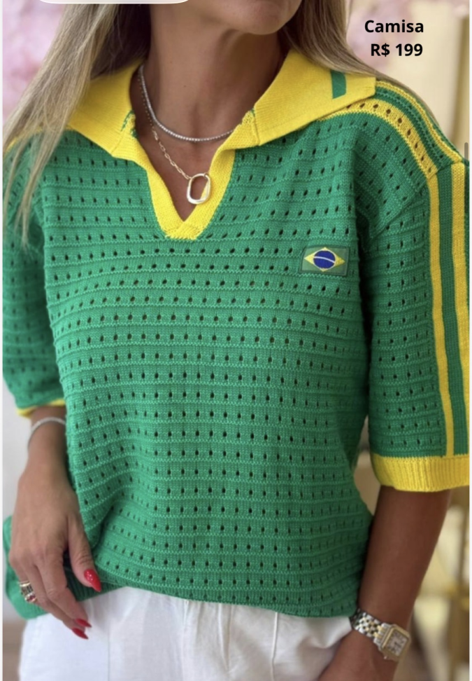 Blusa Brasil gola V verde