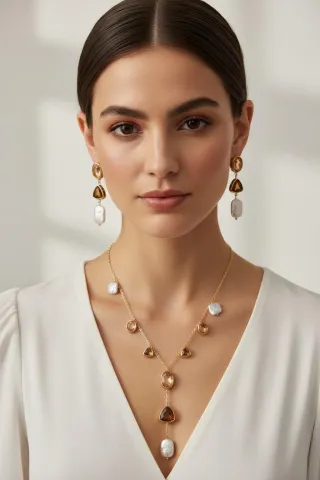 Colar c/morganita cristal topázio