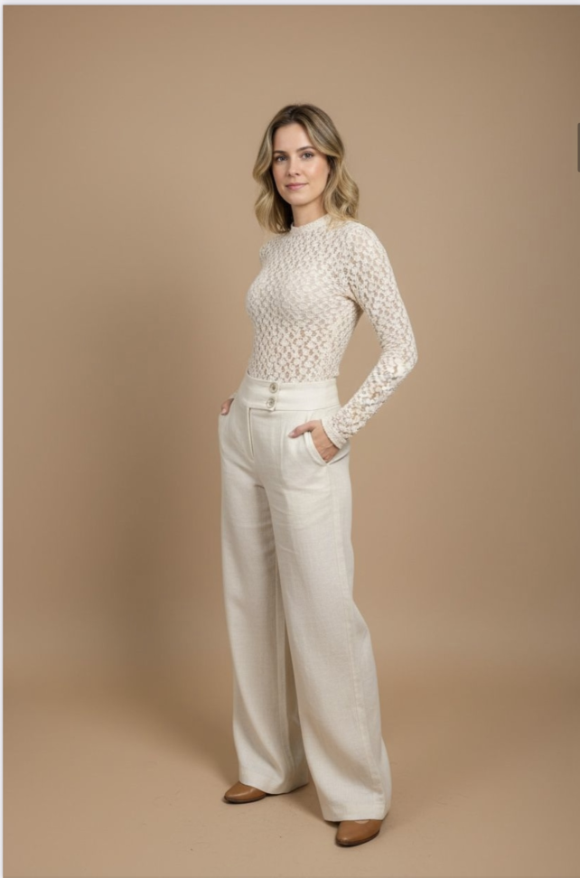 Blusa renda manga longa
