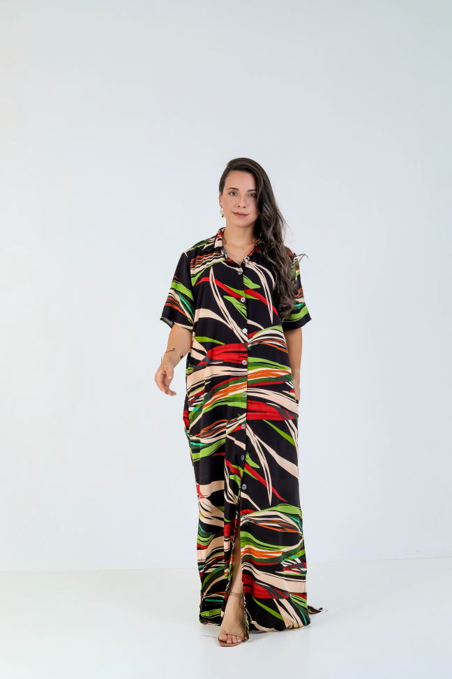 Vestido botão viscolinho premium  Veste até 42/44 Alta saída no atacado