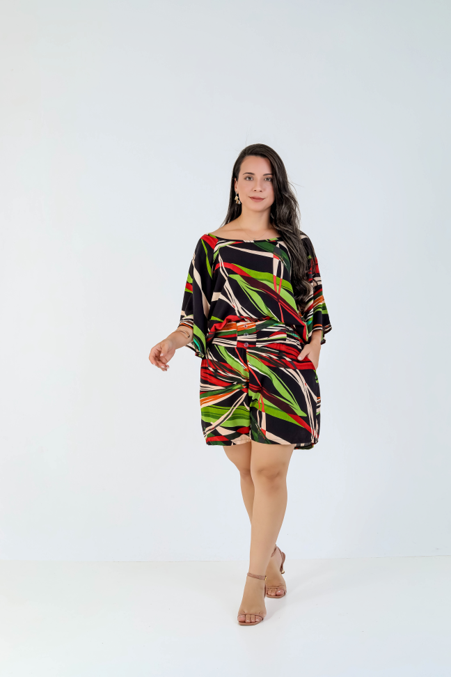 Conjunto short e blusa viscolinho premium Veste até 42 Alta saída no atacado
