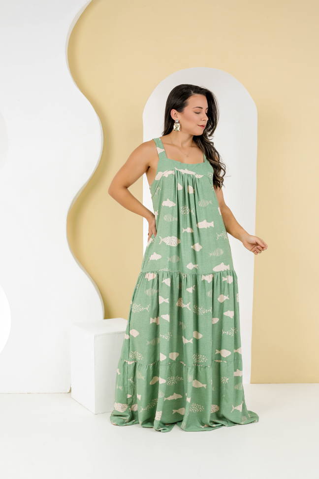 Vestido longo Tecido leve e confortável Veste até 42/44 Alta saída no atacado