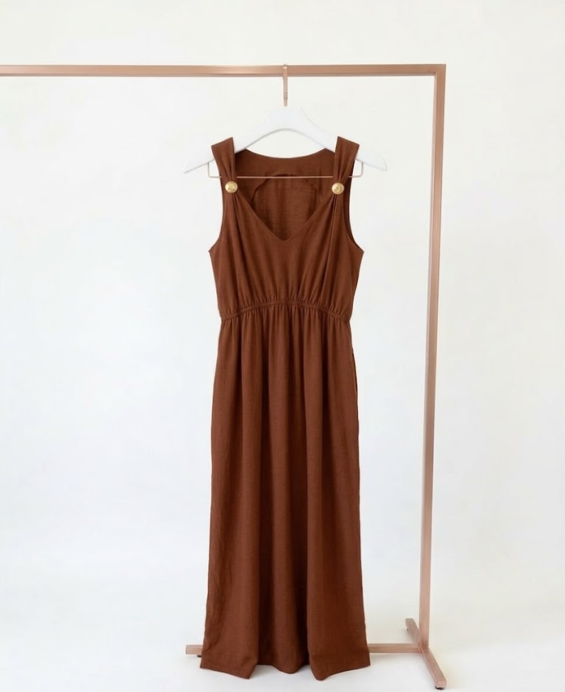 Vestido longo Viscolinho com fivela