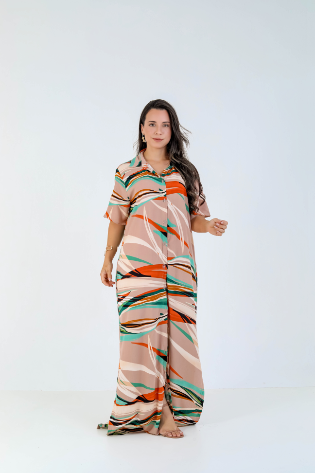Vestido botão viscolinho premium  Veste até 42/44 Alta saída no atacado