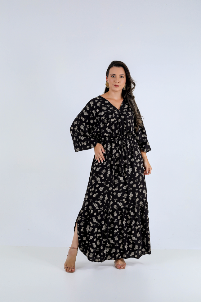 Vestido longo viscolinho premium  Veste até 42/44 Alta saída no atacado