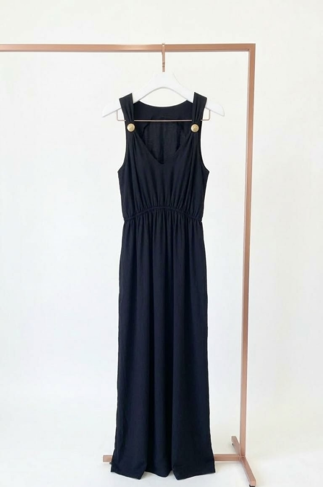 Vestido longo Viscolinho com fivela
