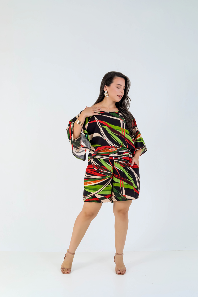 Conjunto short e blusa viscolinho premium Veste até 42 Alta saída no atacado