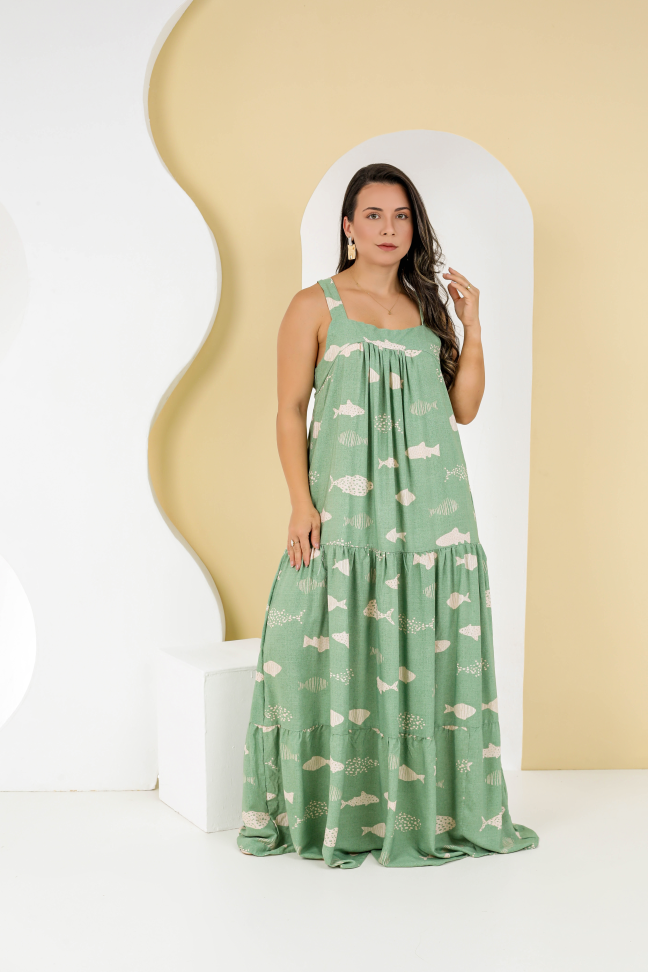 Vestido longo Tecido leve e confortável Veste até 42/44 Alta saída no atacado
