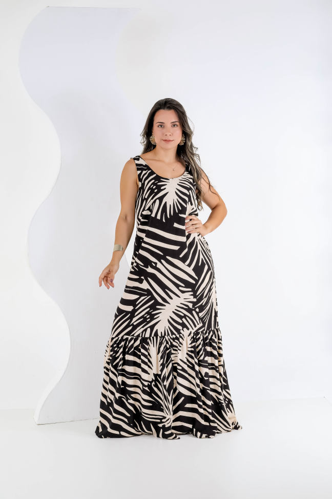 Vestido longo viscolinho premium Veste até 42/44 Alta saída no atacado