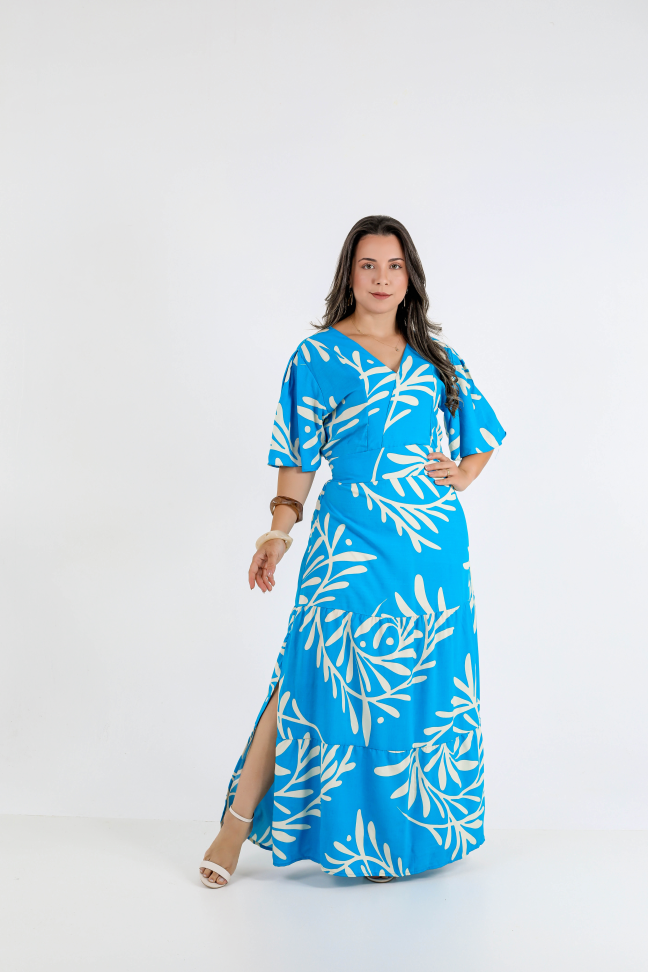 Vestido longo viscolinho premium  Veste até 42/44 Alta saída no atacado