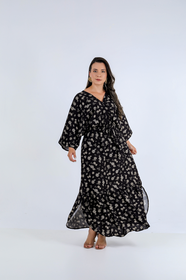 Vestido longo viscolinho premium  Veste até 42/44 Alta saída no atacado