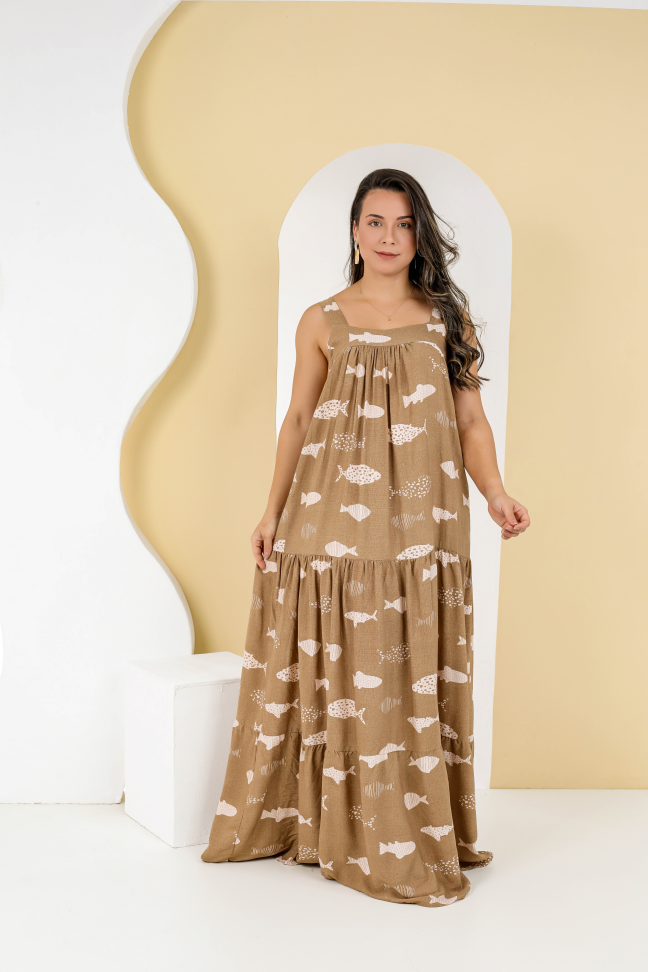 Vestido longo Tecido leve e confortável Veste até 42/44 Alta saída no atacado