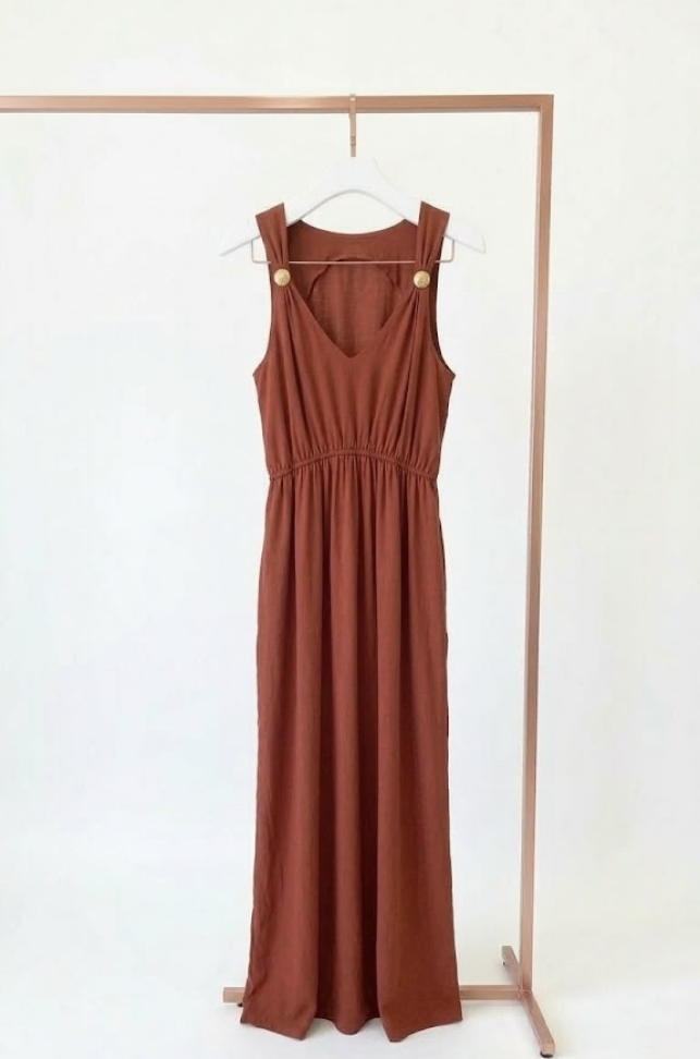 Vestido longo Viscolinho com fivela
