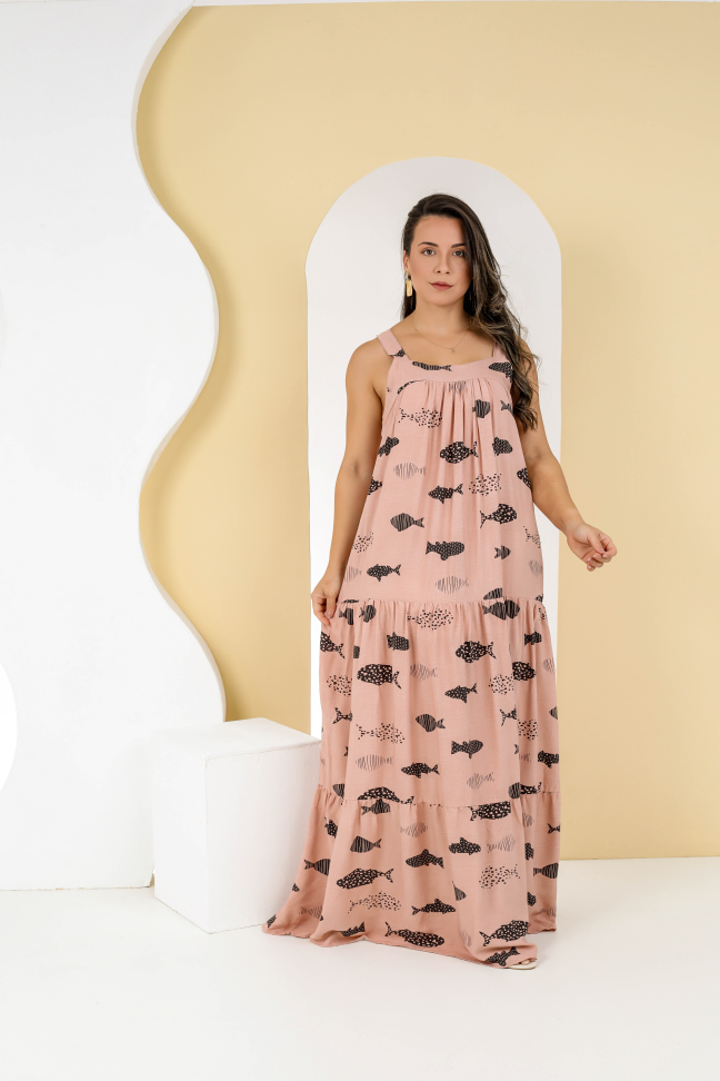 Vestido longo Tecido leve e confortável Veste até 42/44 Alta saída no atacado