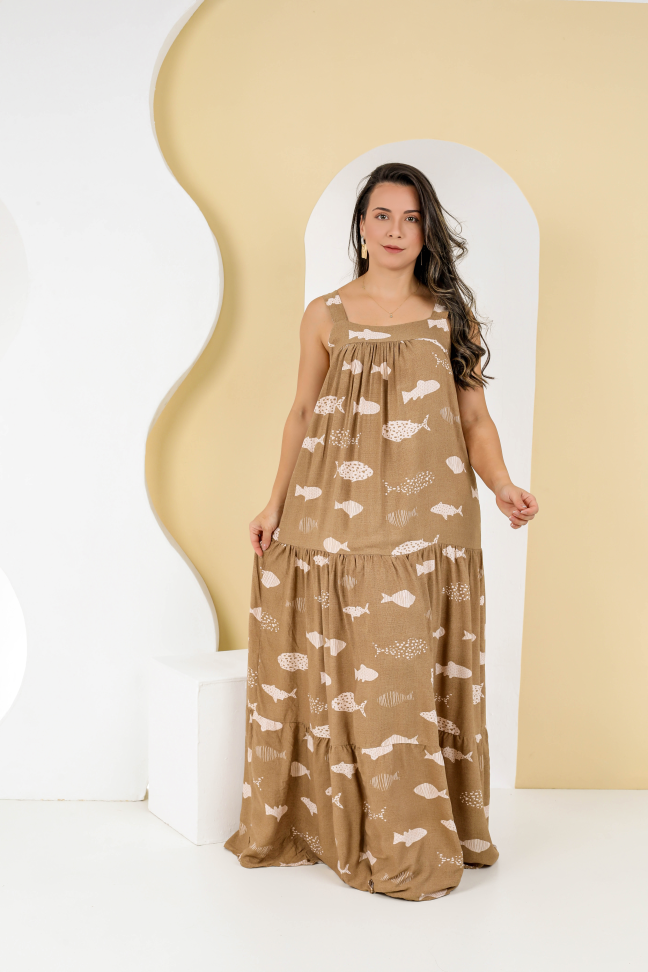 Vestido longo Tecido leve e confortável Veste até 42/44 Alta saída no atacado