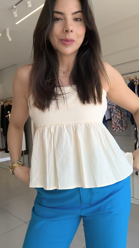 Bata de alça peplum cotton