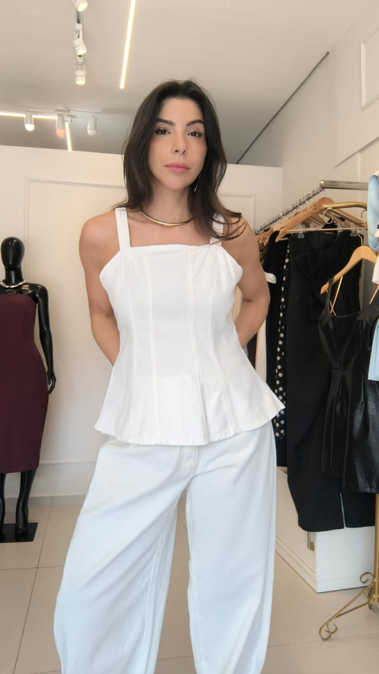 Blusa peplum branca sem costura - #3