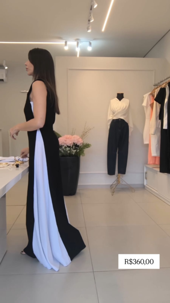 Vestido longo Bicolor