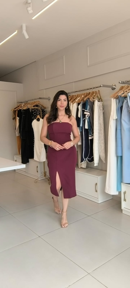 Vestido tomara que caia com fenda cherry - #4