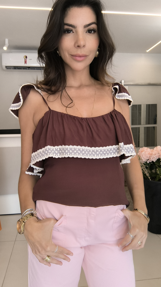 Blusa chiffon com renda - #4