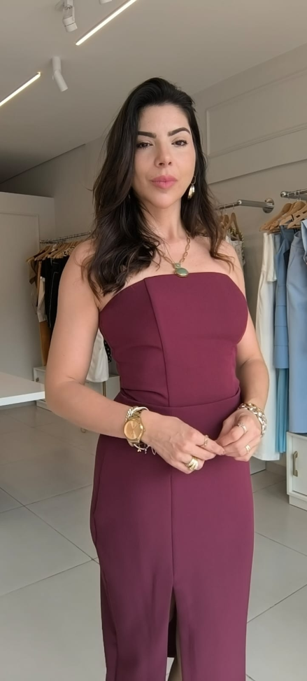 Vestido tomara que caia com fenda cherry - #5