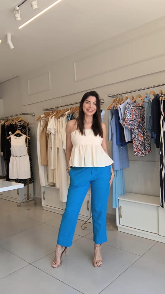 Bata de alça peplum cotton