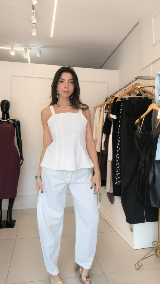 Blusa peplum branca sem costura - #4