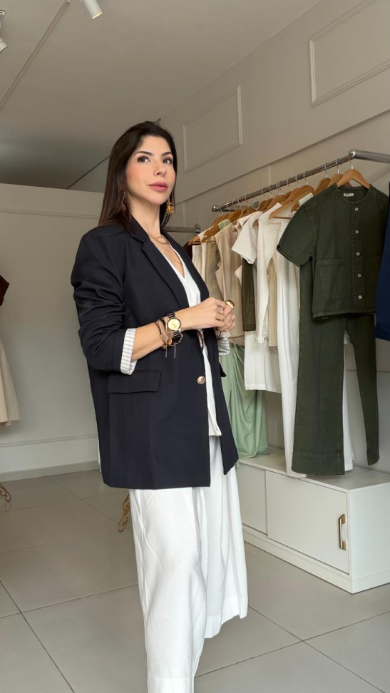 Blazer com bolsos lapela detalhe na manga - #4
