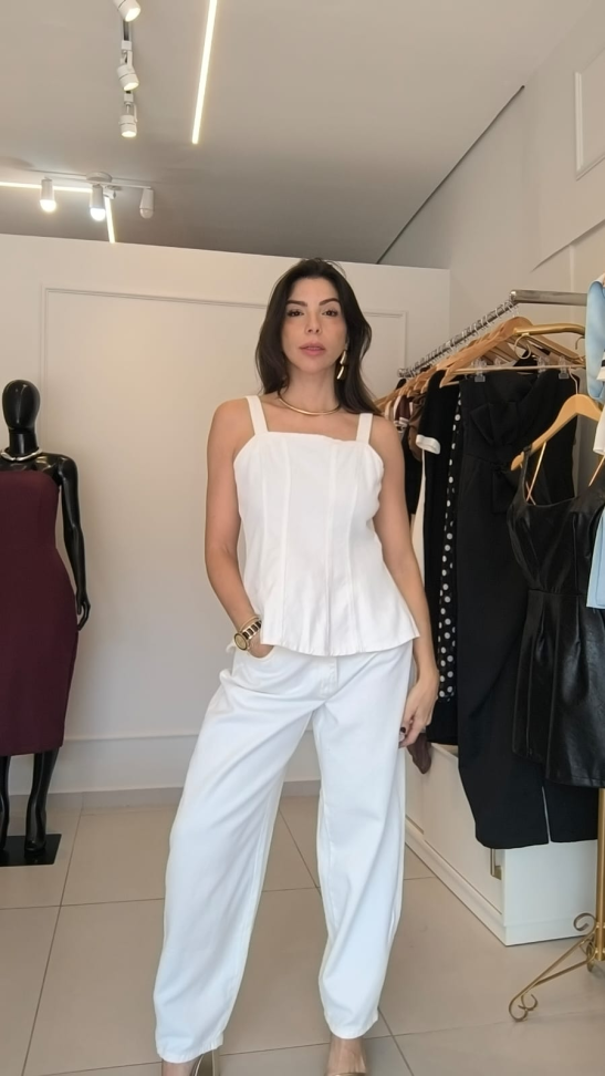 Calça jeans wide leg branca