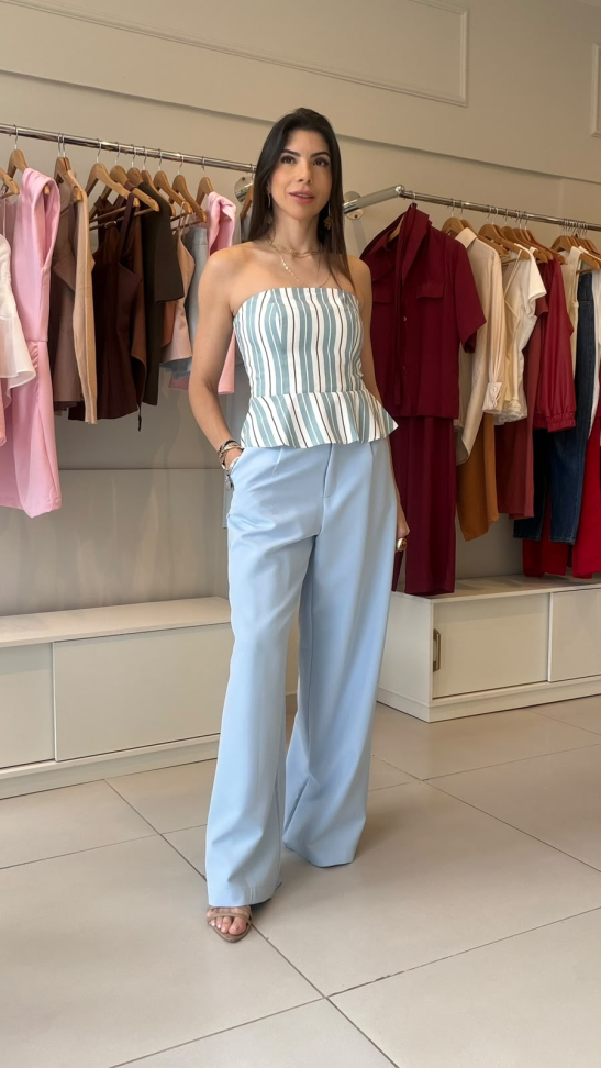 Blusa tomara que caia listrada lavida