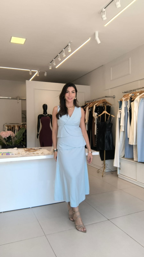 Conjunto de saia com camadas
